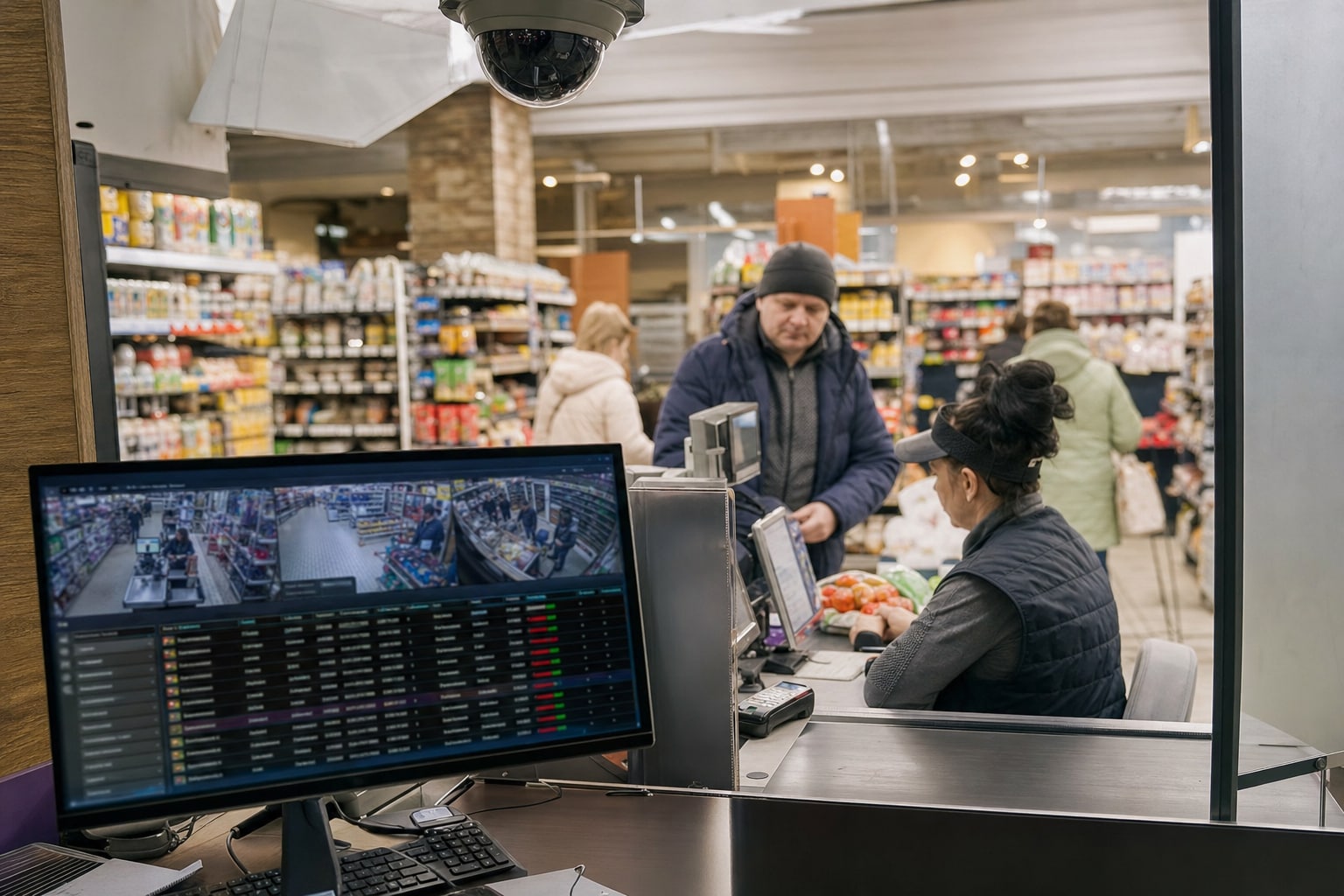 Контроль кассы в продуктовом магазине: каждый чек привязан к видео