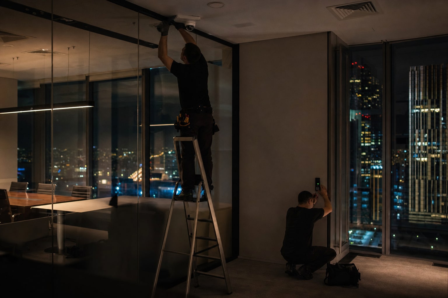 Видеонаблюдение и СКУД для офиса 400 м² с отчётами в 1С