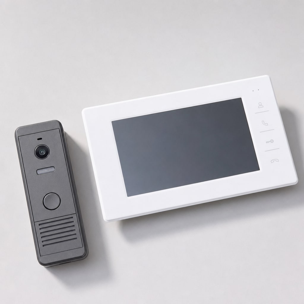 Типовой IP-комплект: панель с камерой + монитор + звонки на смартфоны всей семьи
